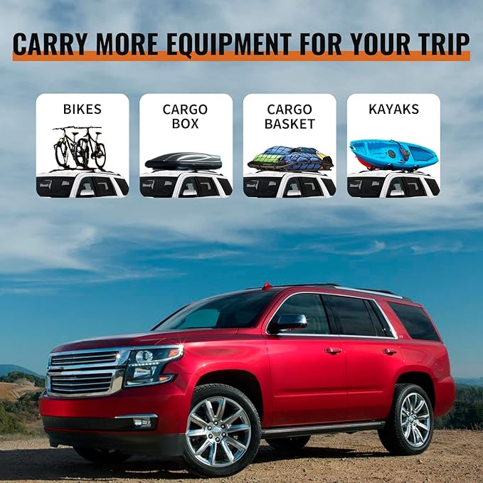 Heavy Duty 220lb Roof Rack Cross Bars Fit for GMC Yukon & Yukon XL, Chevy Suburban & Tahoe 2015-2020, Cadillac Escalade & Escalade ESV, Chevrolet Aluminum Crossbar Rooftop Cargo Carrier