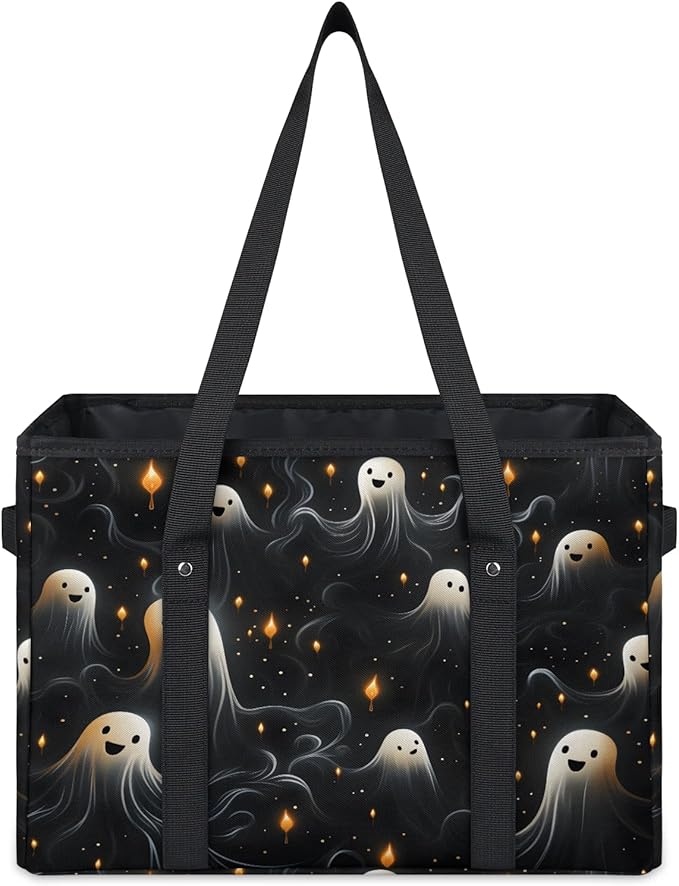 Reusable Grocery Bags Heavy Duty Shopping Bags Foldable Large Tote Bags with Long Handles & Hard Bottom