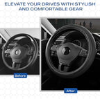 Skechers Steering Wheel Cover Memory Foam,Luxury Leather Steering Wheel Covers,Universal Anti-Slip Fit 14" 1/2-15" Car Wheel 