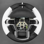 MEWANT Hand Sewn Black White Artifcial Leather Steering Wheel Cover Wrap for Ford F150 F250 F350 Expedition 2018-2021