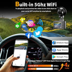 Dash Cam Front and Rear: 4K Dual Channel Dash Cam - 5GHz WiFi, Dash Camera for Cars with 64GB Card, 2" IPS, App Control, G-Se