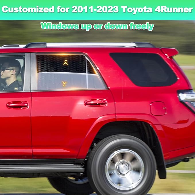 Car Window Shades for 2011-2023 4Runner - Rear Side Window Sun Shade for Baby, Breathable Mesh Car Privacy Window Covers, UV Protection & Heat Insulation for Road Trips Napping Camping (2 PCS)