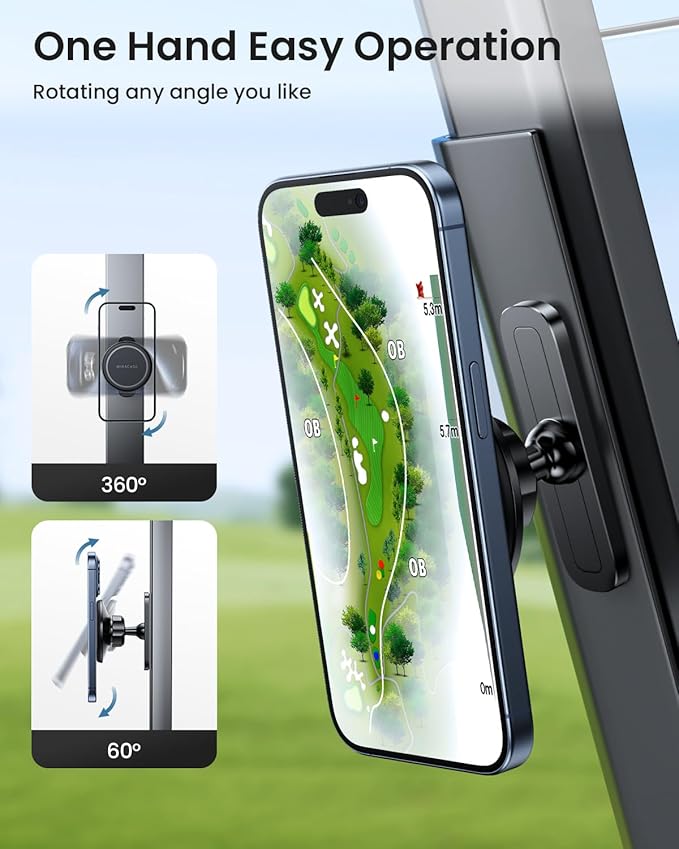 Miracase Magnetic Golf Cart, Gym Phone Holder, Strong Magnet Phone Mount Compatible with iPhone, Google Pixel Any Smartphone, Golf Cart Accessories Phone Caddy Gift for Friends