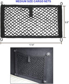 [2 Pack] JAVOedge Medium Cargo Net for Car, SUV, Truck, RV, Boat – Elastic Storage Mesh Organizer with Built‑in Hooks, 8 Screws & 8 Carabiners – Heavy‑Duty Trunk Cargo Net & Vehicle Storage Bag