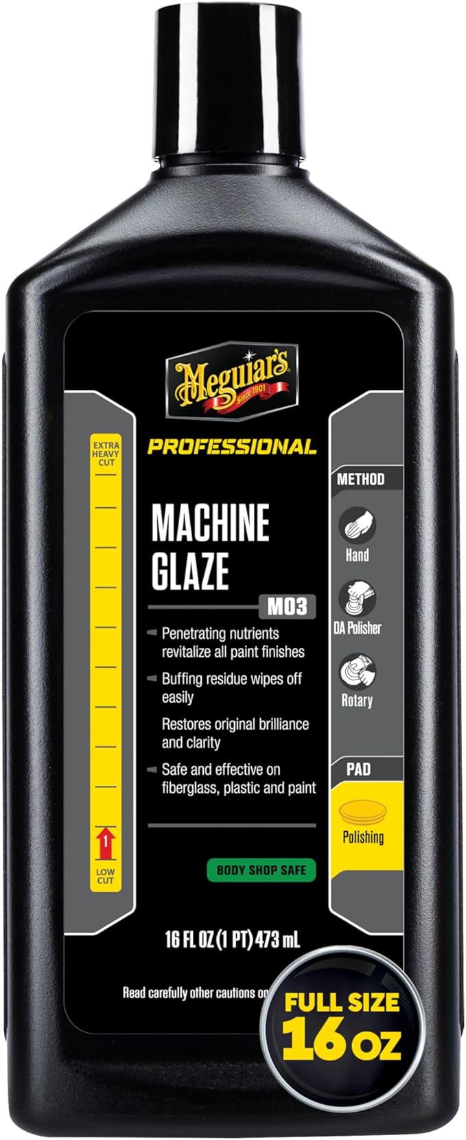 Meguiar's Professional Machine Glaze M0316 - Premium High Gloss Polish to Remove Light Swirls and Add Gloss and Shine - Machine Polish That Enhances and Restores Shine and Clarity, 6 Pack