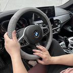 Moyishi Top Leather Steering Wheel Cover Universal Fit Soft Breathable Steering Wheel Wrap (Grey)