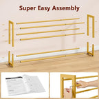 FAVOOSTY 3-Tier Expandable Shoe Rack, Adjustable Shoe Shelf Storage Organizer Space Saving Metal Free Standing Shoe Rack for 