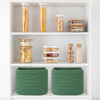 OIAHOMY 9”x9”x7” Storage Cubes, Cotton Rope Woven Baskets for Organizing, Cube Storage Bin, Small Gift Basket for Shelf, 3-Pa