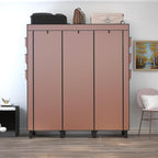 Portable Wardrobe with 10 Storage Racks and 2 Hanging Poles 6 Side Pockets Fleece Cover, Size 130 x 45 x 172 cm, Bedroom Clos