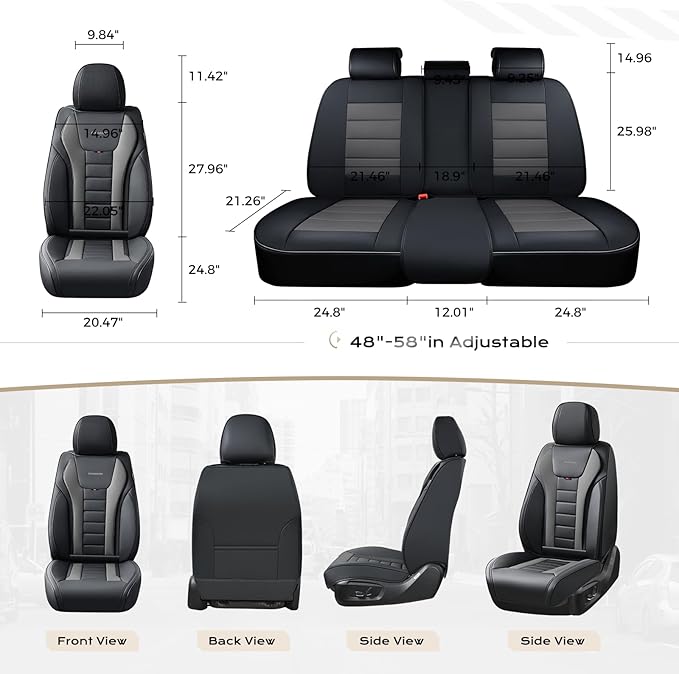 Coverado Car Seat Covers Full Set, Seat Covers for Cars, Front Seat Covers and Back Seat Cover Waterproof Leather Automotive 