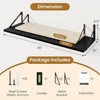 Black Deep Floating Shelves for Wall,36" Wx10 D Wood Wall Shelves with Metal Brackets,Hanging Storage Floating Shelf for Livi