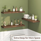 Fun Memories Floating Shelves for Wall 30 Inch Set of 3, Farmhouse Floating Shelves with Invisible Heavy Duty Bracket, 10 Inc