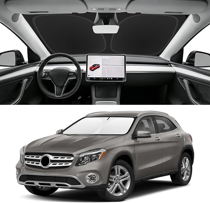 Custom Fit Windshield Sun Shade for Mercedes-Benz GLA 2015-2020, Blocks UV & Heat, Front Window Sunshade, Easy Fold & Store