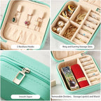 ZPROW Travel Jewelry Case, Mini Portable Jewelry Travel Boxes, Small Jewelry Organizer for Rings, Earrings, Pendants, Watches