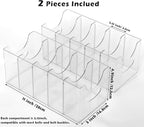 Belt Organizer - 2 Pack Clear Stackable Belt holder For Closet Drawer Storage - 5 Compartments with Removable Dividers, Multi