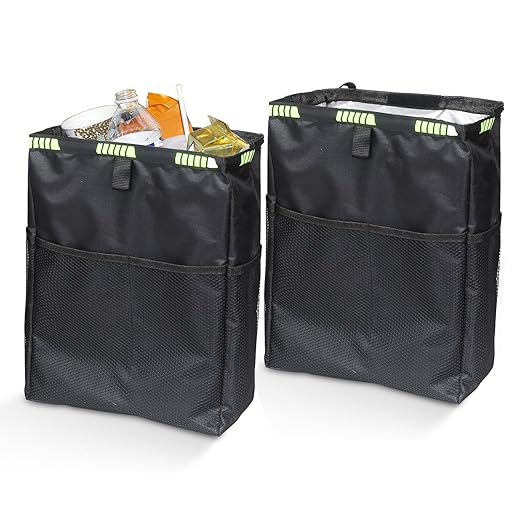 Car Trash Can, Car Trash Bag Hanging, 3.5 Gallons Ultra Large Capacity Organizer and Storage with Adjustable Straps, Leakproof Lining (Pack of 2)