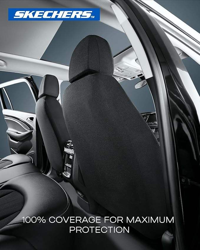 Skechers Memory Foam Car Seat Covers, Air Cool Mesh Thick Seat Covers, Car Seat Full Sets, Airbag Compatible, Automotive Comf