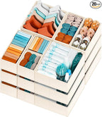 【FAMILY PACK】Drawer Organizer Clothes, 20 Pack Dresser Organizer Bins for Baby Clothes - Underwear Bra Sock Organizer - Fabri