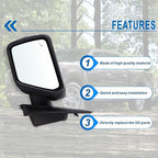 Left Driver Side Mirror Compatible With 2021-2026 Ford F150 With Manual Folding Power Glass Heated Blind Spot Turn Signal Puddle Light Matte Black Replace#ML3Z17683SA(11Pins)