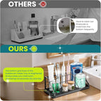 Bathroom Countertop Organizer - Detachable 7 Slots Kids Electric Black Toothbrush and Toothpaste Holder Drainage Tray for Bat