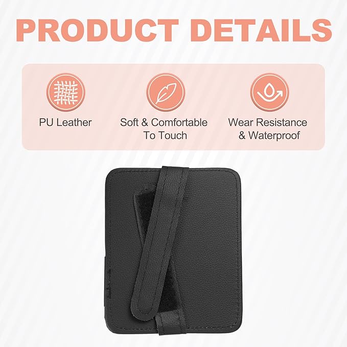 HARFINGTON 2Pcs Car Sun Visor Organizer 6.02" x 4.76" Leather Multi-Pocket Visor Card Sleeve Pocket Car Truck SUV Interior Storage Pouch for Driving License Credit Card Bill Sunglasses, Black