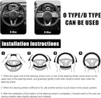 Yourkar Car Steering Wheel Cover, 15 Inch Leather D-Shaped Comfy Grip Steering Wheel Protector, Anti-Slip Steering Wheel Cove