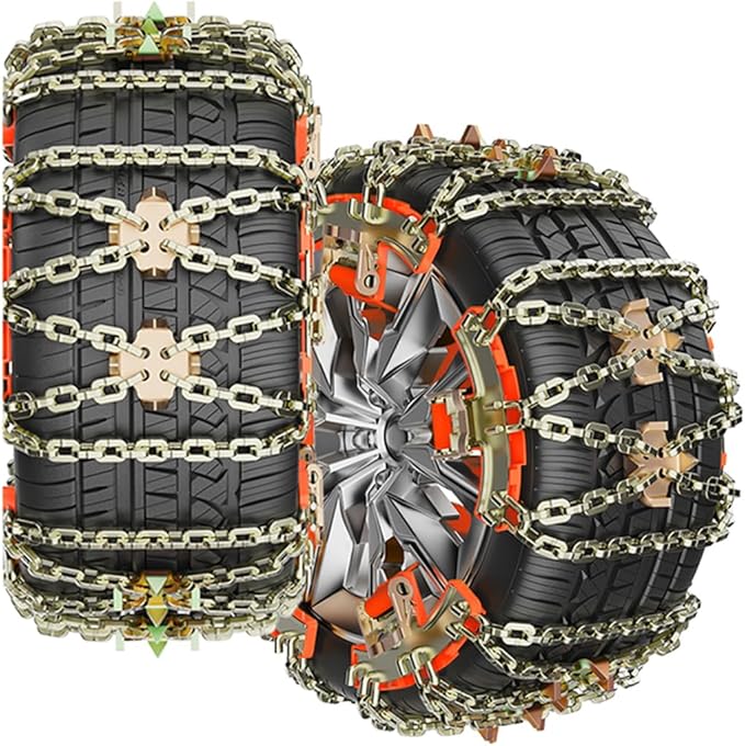 Tire Chains, Snow Chains for Car/SUV/Pickup, for Tire Width（225-285mm), Adjustable Universal Emergency Thickening Chains, 6PC