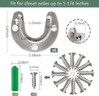 Cosweet 6 Packs Stainless Steel Closet Pole Sockets- Closet Rod End Supports, Flange Set Rod Holder with Screws for Easy Inst