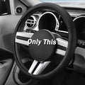 Leather Fiber Steering Wheel Cover for Ford Mustang 2005-2023, 3 Piece Clip on Set,Anti-Slip Segmented Design,Thin Car Interior Accessories,Car Steering Wheel Cover for Men Women(Black)