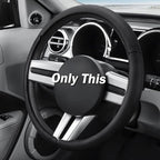 Leather Fiber Steering Wheel Cover for Ford Mustang 2005-2023, 3 Piece Clip on Set,Anti-Slip Segmented Design,Thin Car Interior Accessories,Car Steering Wheel Cover for Men Women(Black)