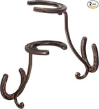 Cowboy Hat Rack - Set of 2 Decorative Wall-Mounted Holder - Heavy-Duty Iron Hanger and Organizer DIY Kit for Hats, Coats and 