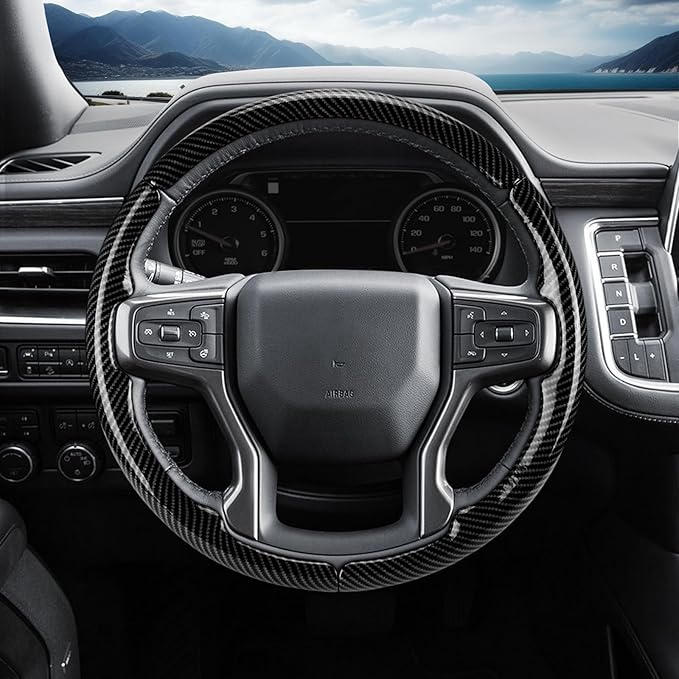 Steering Wheel Cover for Chevy Silverado 1500 2019-Present/ 2500 3500 2020-Present/Blazer 2019-Present (Gasoline Models)/ Suburban Tahoe 2021-2024, Car Steering Wheel Cover Accessories for Chevrolet