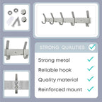 Coat Rack Wall Mount – Brushed Nickel 15 Inch Stainless Steel Hook Rail with 5 Heavy Duty Double Coat Hooks – Wall Mounted Co