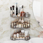Asayuee 3-Tier Corner Bathroom Counter Organizer with Top Toothbrush Holders,Large Makeup Organizer Countertop with Brush Hol