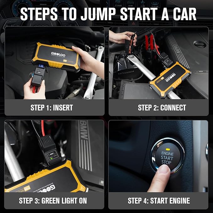 GOOLOO New GP2000 Jump Starter 2000A Car Starter Battery Pack (Up to 8.0L Gas, 6.0L Diesel Engine),12V Car Battery Charger