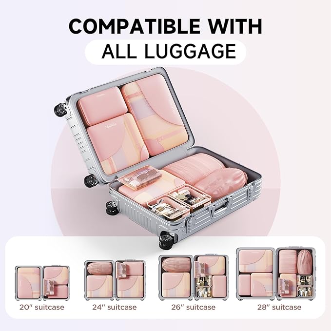 11 Set Packing Cubes for Travel, Gifts for Women Mom Kids, TSA Approved Bags for Makeup, Cosmetic, Toiletry, Suitcase Organiz