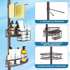 Rustproof Shower Corner Caddy Shelf for Bathroom Tension Pole Organizer with 4 Baskets for Bathtub Shampoo Storage from 23.6 