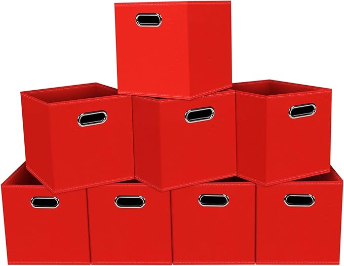 Fabric storage bins Cubes, Fabric Cube Organizer with Handle, Foldable Cube Bins for Cloth or Accessary Storage, 11x11x11, Se