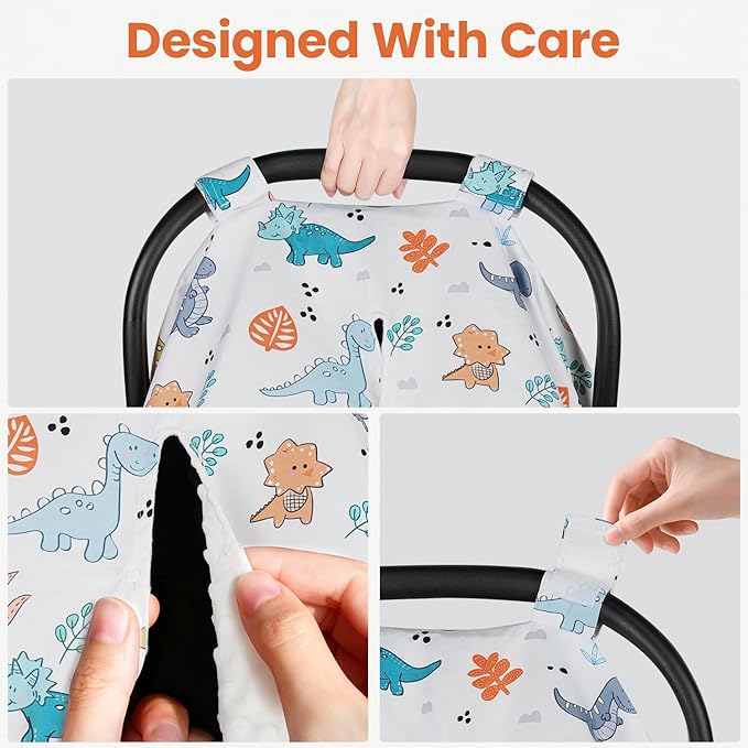 Rquite Car Seat Cover Baby, Carseat Covers Baby Girl, Winter Infant Car Seat Cover, Warm Minky Car Seat Canopy, Baby Carrier 