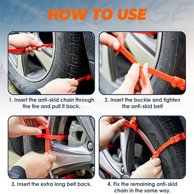 10PCS Universal Anti-Skid Snow Tire Chains,2026 Upgraded Portable Emergency Non-Slip Plastic Cable Ties, Winter Car Truck SUV