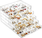 YUFONG Earring Storage Box Organizer, Acrylic Jewelry Storage Box Holder 5 Drawers Transparent Jewelry Display Stand with 120