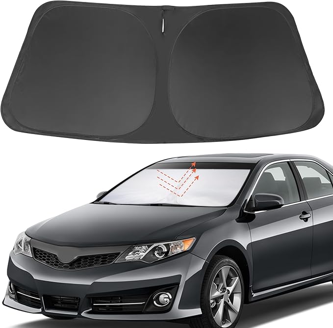 Front Windshield Sun Shade Foldable Car Front Window Sun Shade Windshield Shade Custom Fit for 2012-2017 Toyota Camry Block UV Rays Heat Keep Car Cooler