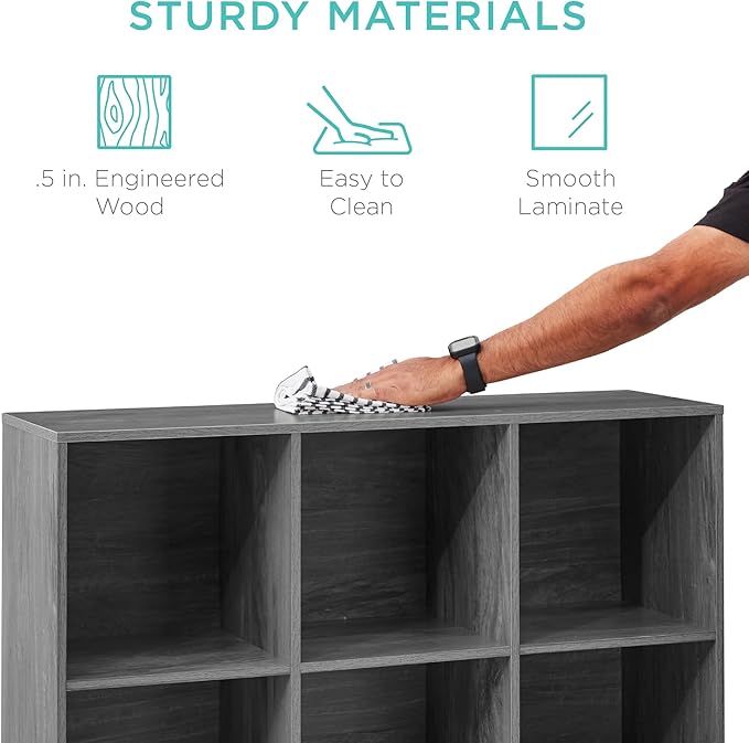 Best Choice Products 9-Cube Storage Organizer, 11in Shelf Opening, Bookcase, Display Shelf, Customizable w/ 3 Removable Back 
