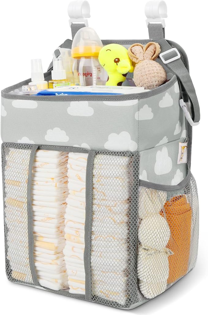 Maliton Hanging Diaper Caddy Organizer - Diaper Stacker for Changing Table, Crib, Playard or Wall & Nursery Organization Baby