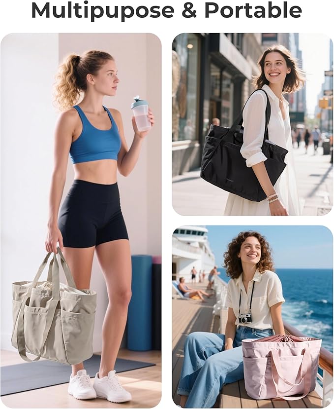 BAGSMART Reusable Grocery Bags, Large Beach Bag, Foldable Tote for Shopping Moving Holiday Travel Packing