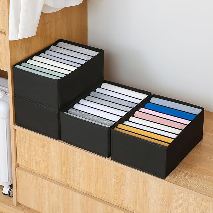 Qozary 4 Pack Drawer Organizers for Clothing, 8 Grids Foldable Closet Organizers and Storage Bins for Bedroom, Dresser Organi