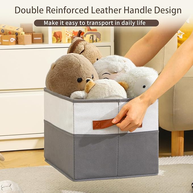 6 Pack Large Storage Bins with Handle,Collapsible Storage Basket for Shelves,Fabric Closet Organizer for Organizing Clothes B
