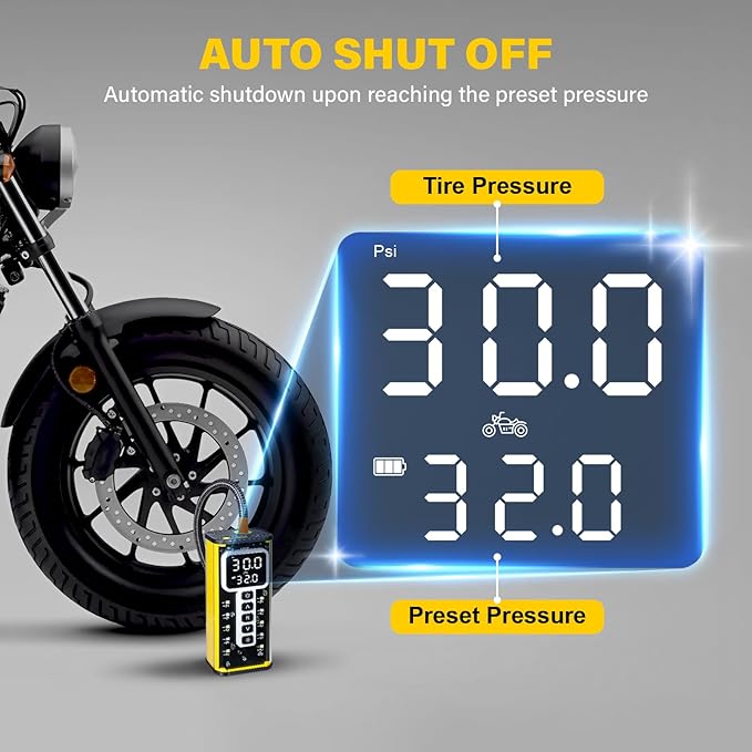 Upgraded Tire Inflator Portable Air Compressor, 150PSI Fast Cordless Air Pump for Car Tires, Auto Shut-Off Fast Inflation Tire Pump with Pressure Gauge & LED Light for Car, Bike, Motorcycle, Ball