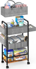 LIDTOP 2In1 Baby Diaper Caddy & 4-Tier Rolling Diaper Cart, Diaper Caddy Organizer Cart with Dividers & Drawer, Mobile Metal 