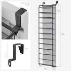 Whitmor 36 Pair Over The Door Shoe Organizer, 12 Tier Hanging Shoe Organizer, Heavy Duty Metal & Mesh Shoe Holder, Hanging Sh